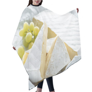Personality  Close Up View Of Camembert Cheese And Grape Hair Cutting Cape