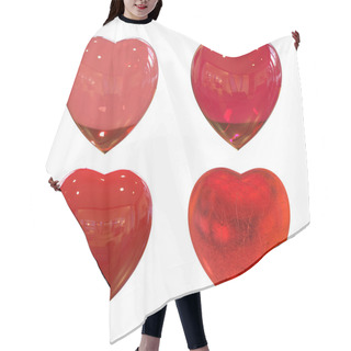 Personality  3D Big Red Hearts With Different Materials. Hair Cutting Cape