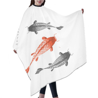 Personality  Black And Red Koi Carps Hair Cutting Cape