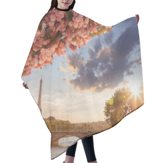 Personality  Paris With Eiffel Tower Against Spring Tree In France Hair Cutting Cape