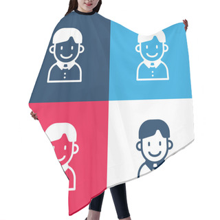 Personality  Boy Blue And Red Four Color Minimal Icon Set Hair Cutting Cape