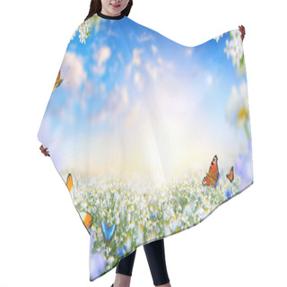 Personality  Dreamland Fantasy Spring Landscape With Flowers And Butterflies Hair Cutting Cape