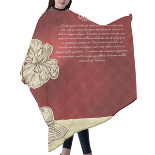 Personality  Vintage Quality Label With Flower And Hat. Vector Illustration Hair Cutting Cape