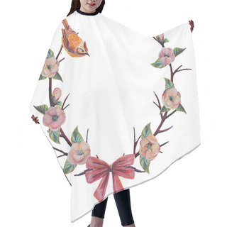 Personality  Bird With Hand Drawn Floral Wreath Hair Cutting Cape