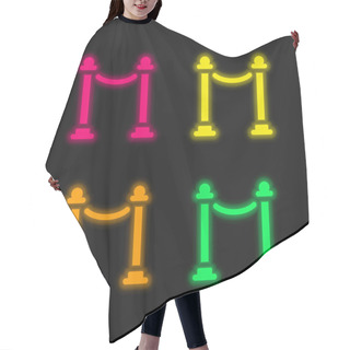 Personality  Barrier Four Color Glowing Neon Vector Icon Hair Cutting Cape