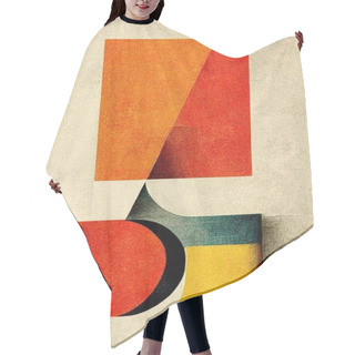Personality  Abstract Bauhaus Style Background With Grainy Paper Texture. Trendy Bauhaus Graphic Design Artwork. Digital Art. Hair Cutting Cape
