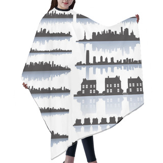 Personality  Set Of Vector Detailed Cities Silhouette Hair Cutting Cape