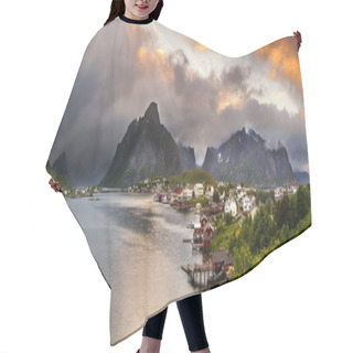 Personality  Panorama Of  Mountains And  Reine In Lofoten Islands, Norway Hair Cutting Cape