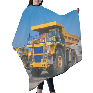 Personality  Heavy Yellow Dump Truck At Repair Station At Sunny Cloudless Day Hair Cutting Cape