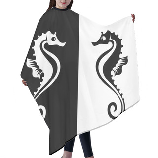 Personality  Vector Seahorse Isolated On White And Black Background Hair Cutting Cape