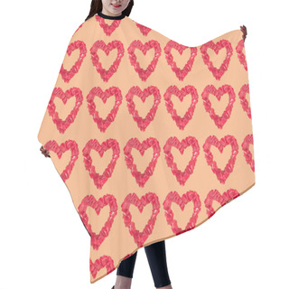Personality  Seamless Pattern From Beautiful Decorative Red Hearts On Orange Background  Hair Cutting Cape