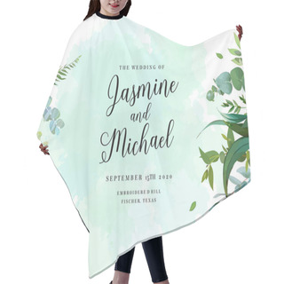 Personality  Herbal Vector Frame With Watercolor Style Splash Hair Cutting Cape