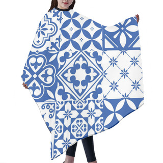 Personality  Spanish Tiles, Moroccan Tiles Design, Seamless Navy Blue Pattern   Hair Cutting Cape