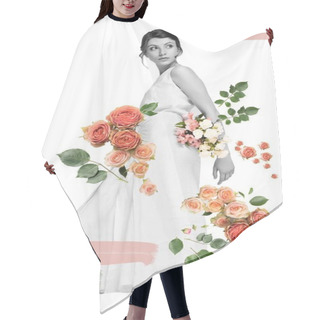 Personality  Girl In White Dress With Flowers Hair Cutting Cape