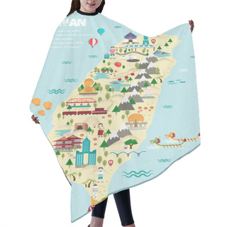 Personality  Lovely Taiwan Travel Map Hair Cutting Cape