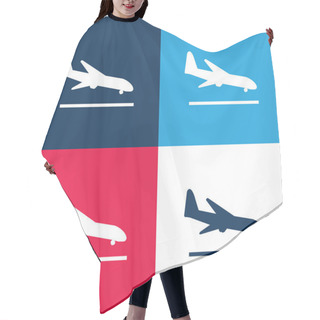 Personality  Airplane Landing Blue And Red Four Color Minimal Icon Set Hair Cutting Cape