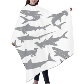 Personality  Set Of Different Sharks Hair Cutting Cape
