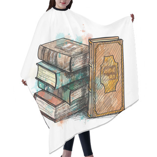 Personality  Stack Of Multi Colored Books Hair Cutting Cape