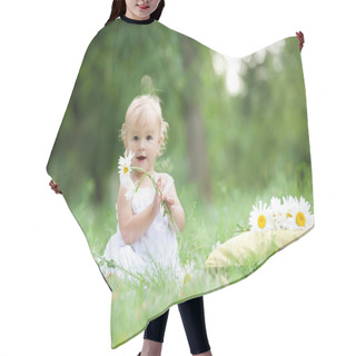 Personality  Baby Sitting On Green Grass Hair Cutting Cape
