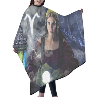 Personality  Aries Zodiac Symbols Or Horoscope With Fortune Teller Hair Cutting Cape
