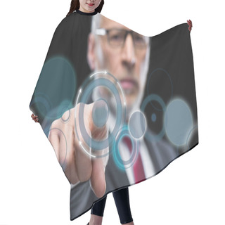 Personality  Businessman Working With Cloud Computing Diagram Hair Cutting Cape