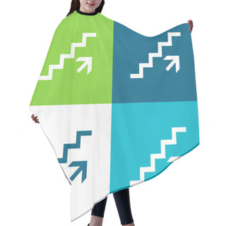 Personality  Ascending Stairs Signal Flat Four Color Minimal Icon Set Hair Cutting Cape