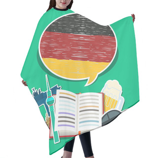Personality  Concept Of Travel Or Studying German.  Hair Cutting Cape