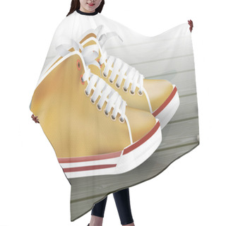 Personality  Male Sneakers. Vector Illustration. Hair Cutting Cape