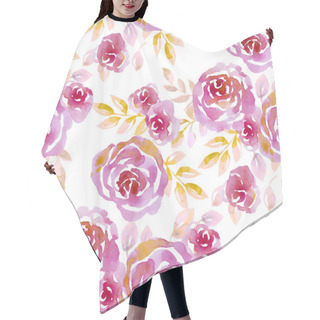 Personality  Pink Pastel Elegant Roses On White Background. Seamless Pattern  Hair Cutting Cape