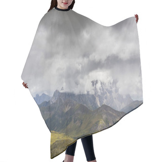 Personality  Majestic Peaks And Rain Clouds In The Italian Dolomite Alps, In Summer Hair Cutting Cape