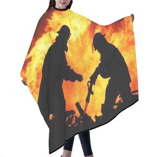 Personality  Two Fire Fighters And Huge Flames Hair Cutting Cape