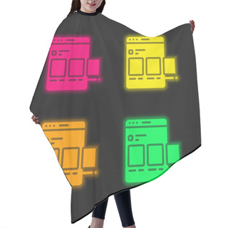 Personality  Ads Four Color Glowing Neon Vector Icon Hair Cutting Cape