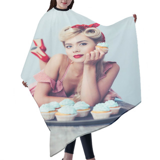 Personality  Pin Up Girl With Cupcakes  Hair Cutting Cape