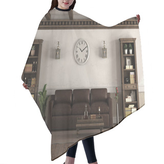 Personality  Retro Style Living Room With Leather Sofa Hair Cutting Cape
