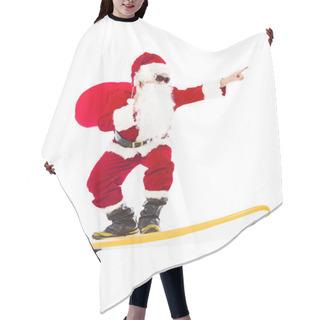 Personality  Happy Santa Claus Surfing With Surf Board Hair Cutting Cape