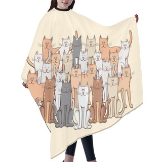 Personality  A Large Crowd Of Cats Hair Cutting Cape