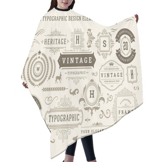 Personality  Vintage Typographic Design Elements Set Vector Illustration. Hair Cutting Cape