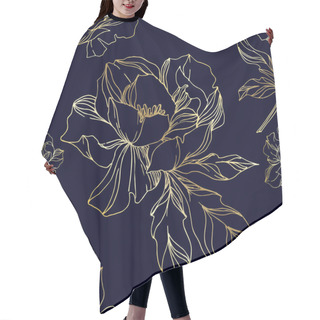 Personality  Vector Peony Floral Botanical Flowers. Black And White Engraved  Hair Cutting Cape