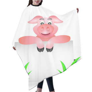 Personality  Funny Pig Cartoon With Blank Sign Hair Cutting Cape