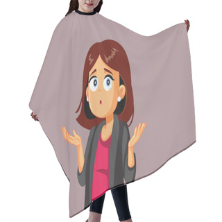Personality  Business Woman Shrugging Shoulders Feeling Confused Hair Cutting Cape