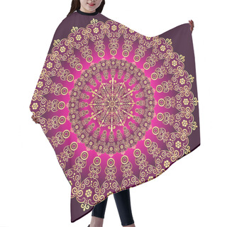 Personality  Gold And Purple Vintage Round PatternPrint Hair Cutting Cape
