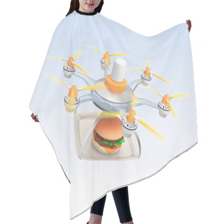 Personality  Drone Carrying Hamburger For Fast Food Delivery Concept Hair Cutting Cape
