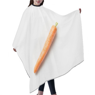Personality  Top View Of Organic Carrot On White Background Hair Cutting Cape