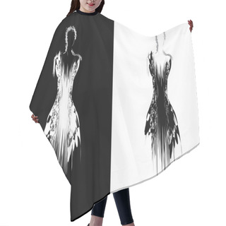 Personality  Silhouette Of Woman In Evening Dress Hair Cutting Cape