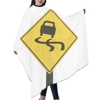 Personality  Yellow Slippery Road Sign, Isolated, Clipping Path. Hair Cutting Cape
