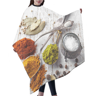 Personality  Various Spices On A White Background Hair Cutting Cape