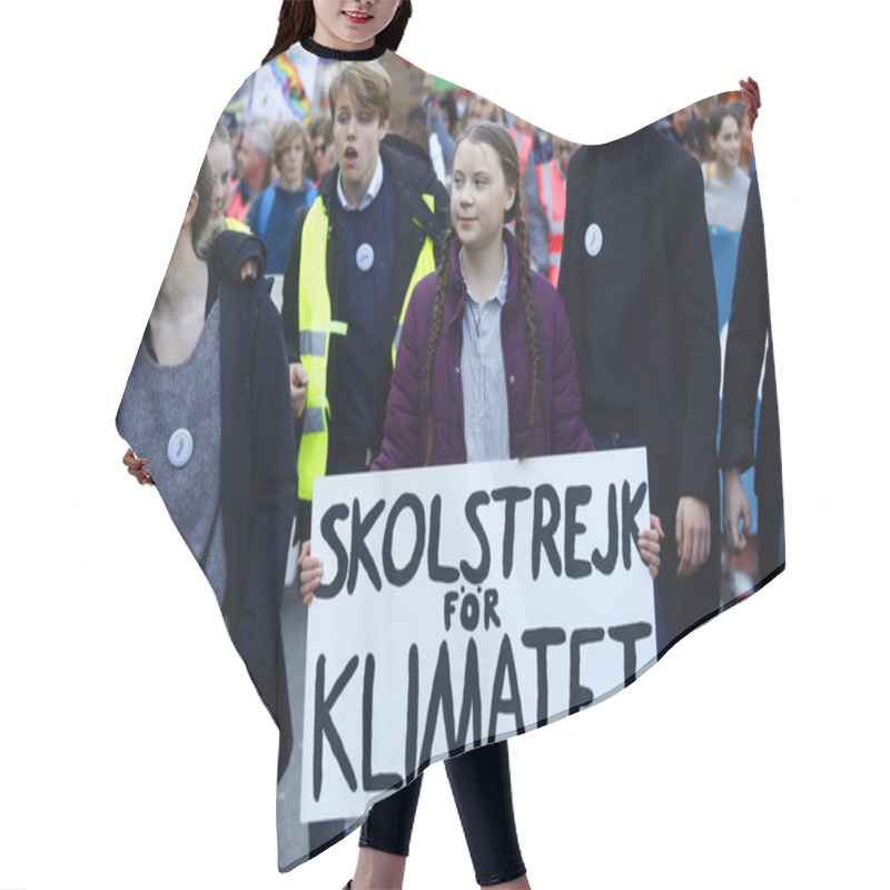 Personality  16 Year-old Swedish Climate Activist Greta Thunberg And Belgian  Hair Cutting Cape