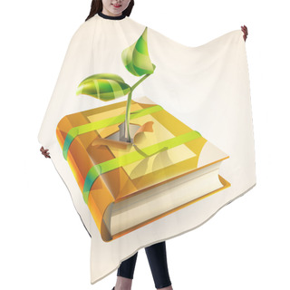 Personality  Vector Illustration Of Plant Growing In Book. Hair Cutting Cape