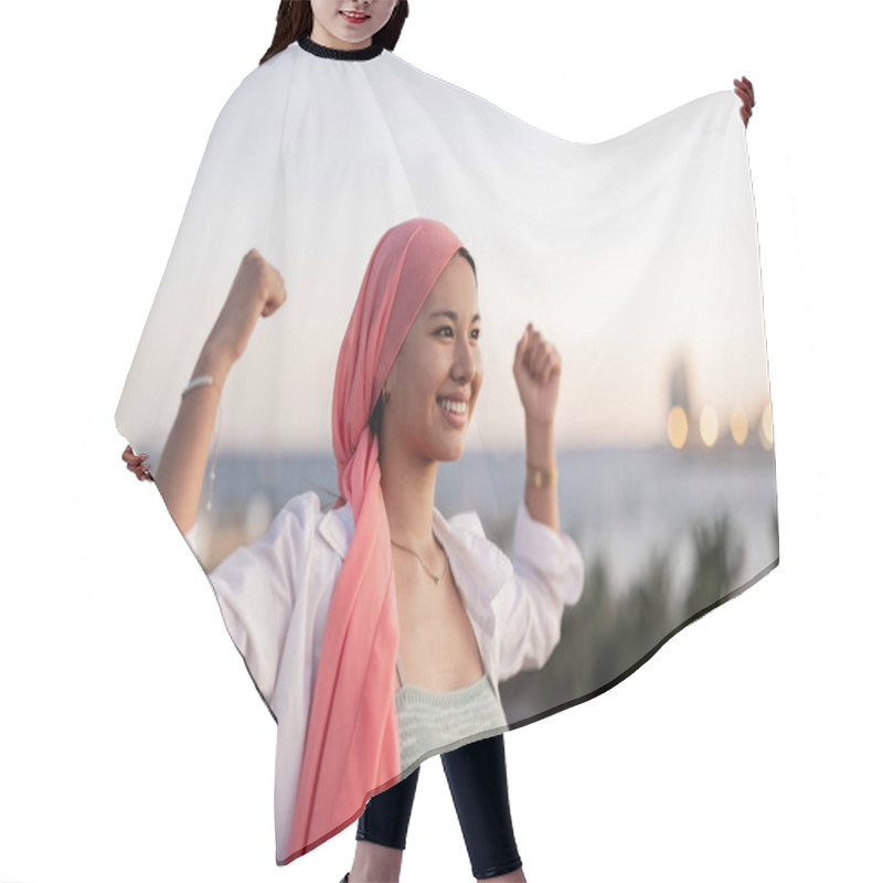 Personality  Asian Woman Cancer Fighter Survive Strong Hair Cutting Cape