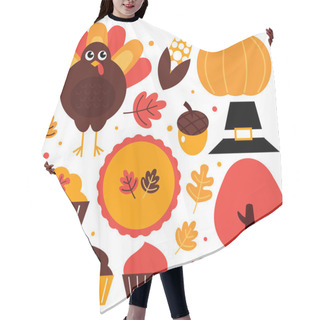 Personality  Colorful Thanksgiving Design Elements Isolated On White Hair Cutting Cape